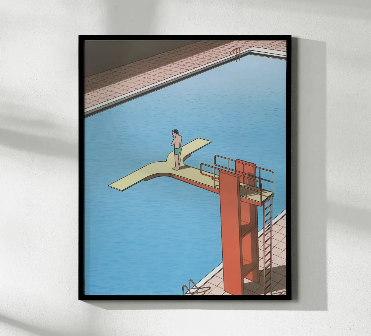 Décision concernant les plongeurs Bande dessinée, Pop Art, Surréalisme poster avec cadre en bois de NorwesClub
