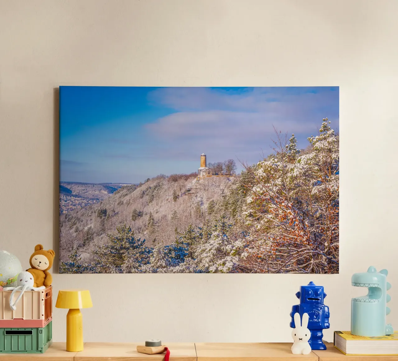 La torre della volpe in inverno tela con Cornice a cassetta da Marcus Beckert | Fotografie