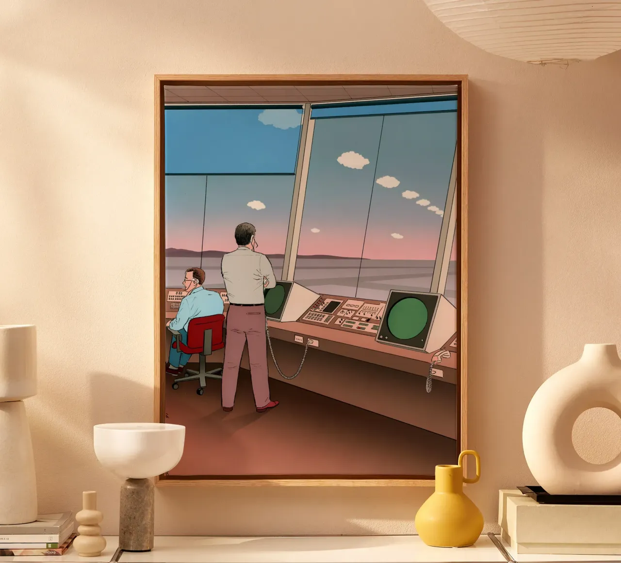 Arte del controllo del traffico aereo, Pop Art, Retrò, Aviazione tela con Cornice a cassetta da NorwesClub