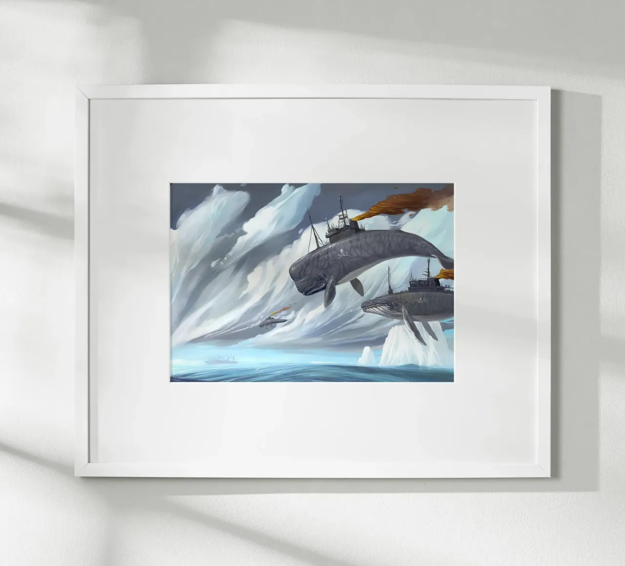 Steampunk Wal-U-Boot Poster, Surrealistische Kunst Poster mit Kunststoffrahmen von NorwesClub