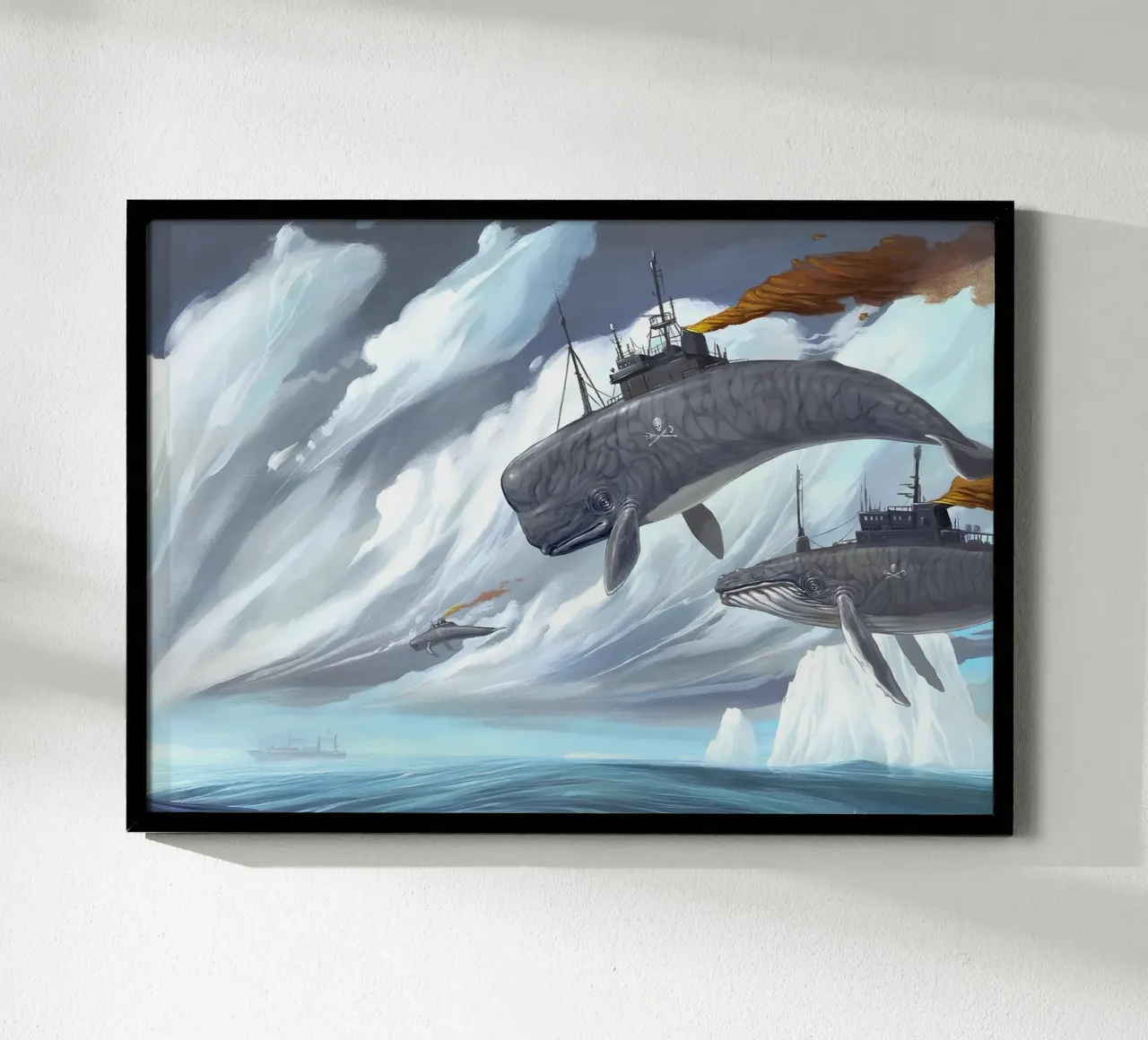 Steampunk Wal-U-Boot Poster, Surrealistische Kunst Poster mit Kunststoffrahmen von NorwesClub