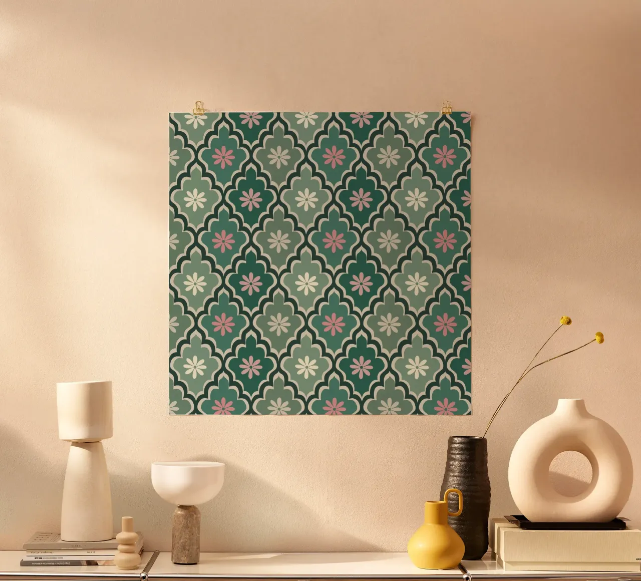 Moroccan Pastel pattern poster con telaio in alluminio da Vivi Nicolin