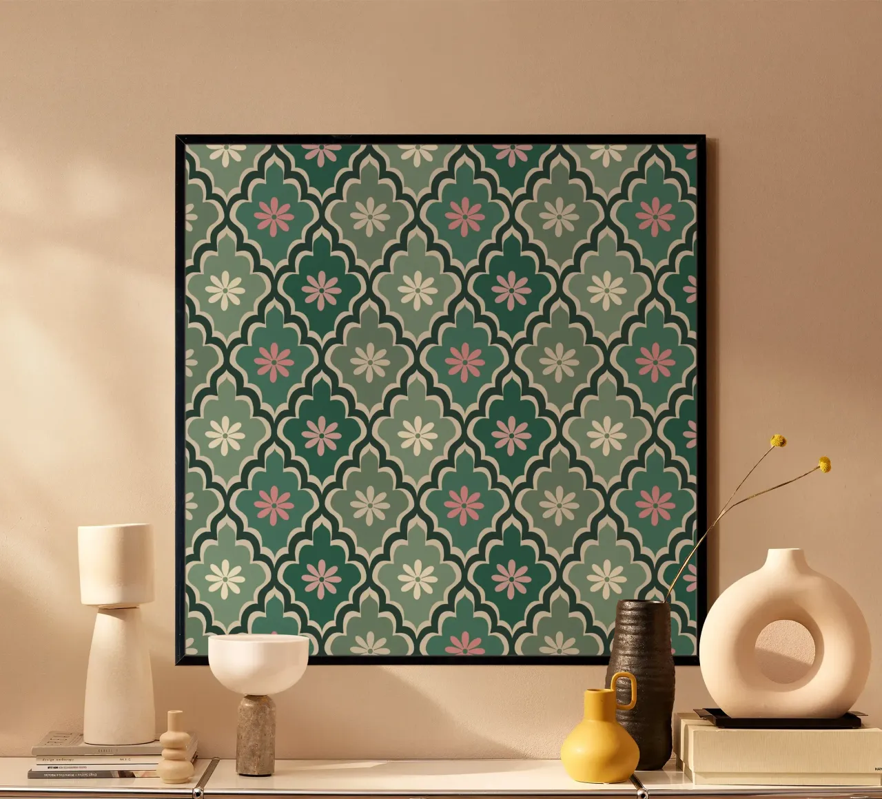Moroccan Pastel pattern poster con telaio in alluminio da Vivi Nicolin