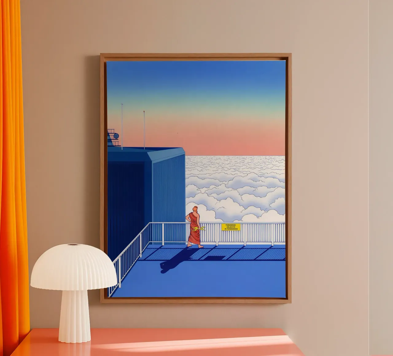 Dio greco su nave da crociera, Surrealismo, Pop Art tela con Cornice a cassetta da NorwesClub
