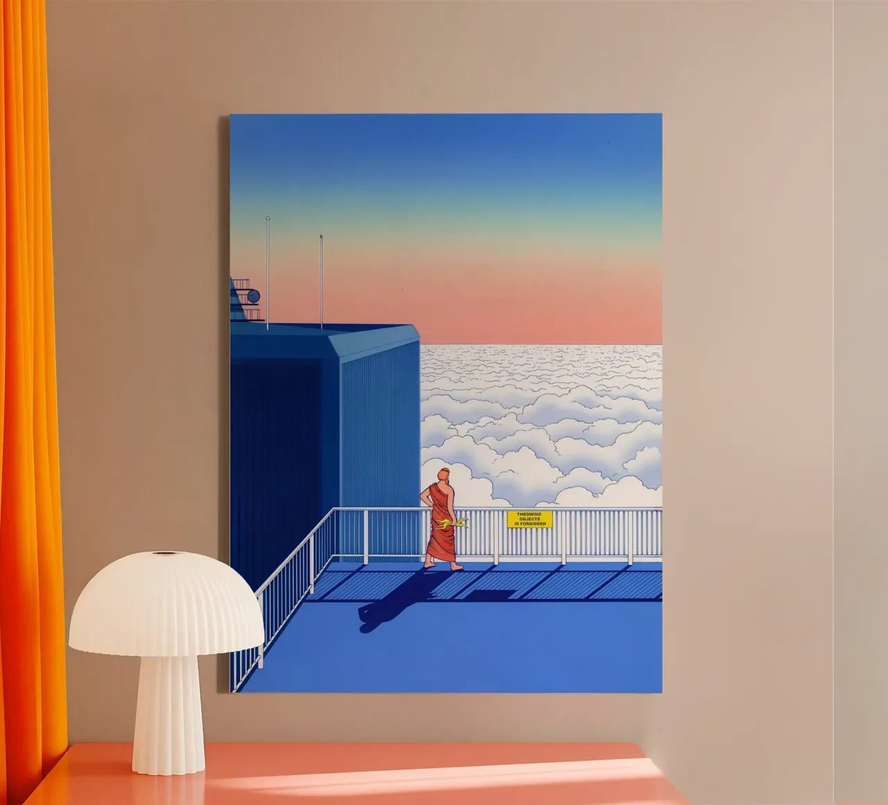Dio greco su nave da crociera, Surrealismo, Pop Art tela con Cornice a cassetta da NorwesClub