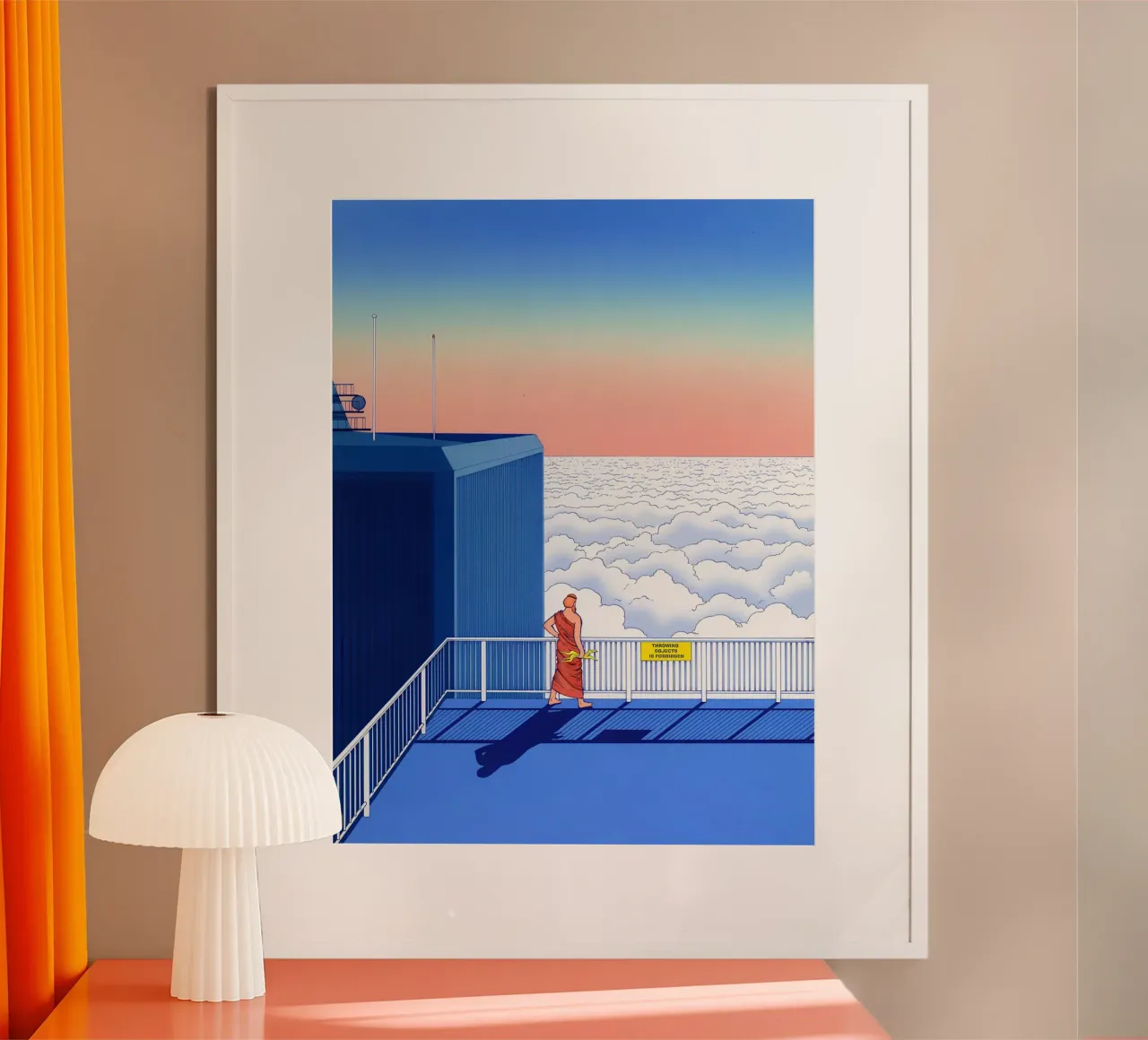 Dio greco su nave da crociera, Surrealismo, Pop Art poster con telaio in legno da NorwesClub