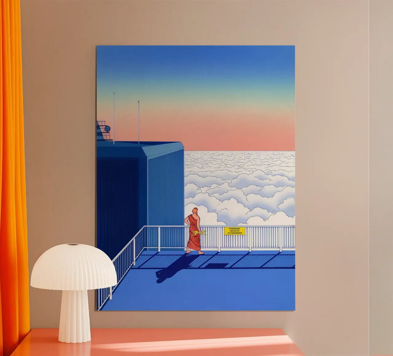 Dio greco su nave da crociera, Surrealismo, Pop Art poster con telaio in legno da NorwesClub