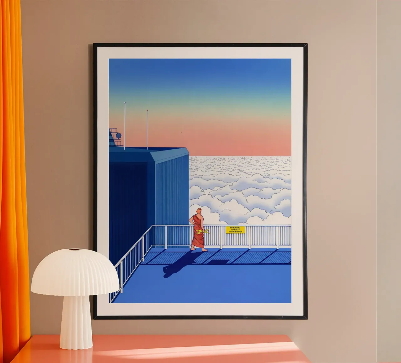 Dio greco su nave da crociera, Surrealismo, Pop Art poster con telaio in legno da NorwesClub