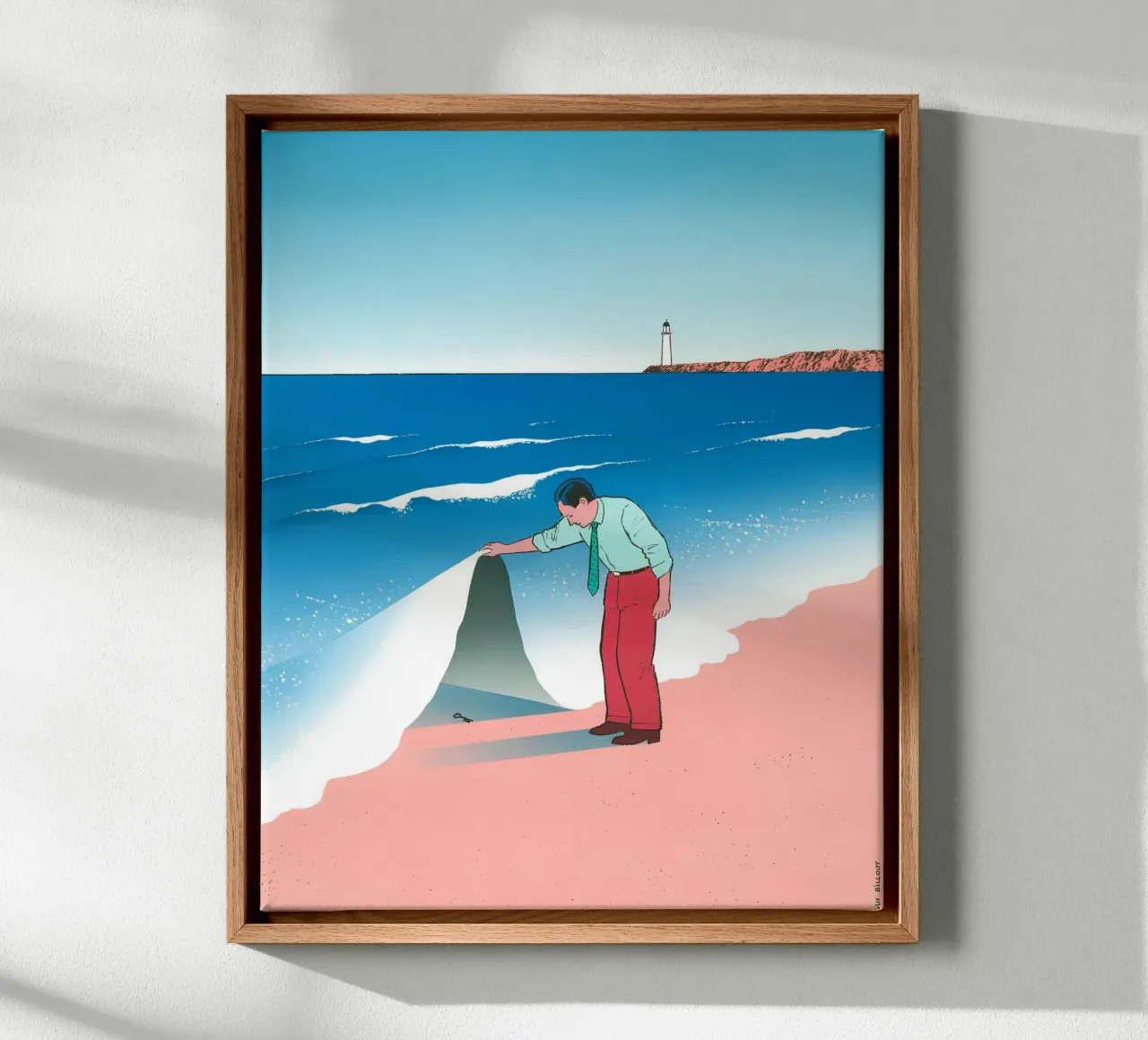 Beach Wave Hidden Secret, Surrealism, Pop Art canvas with Floater frame by NorwesClub