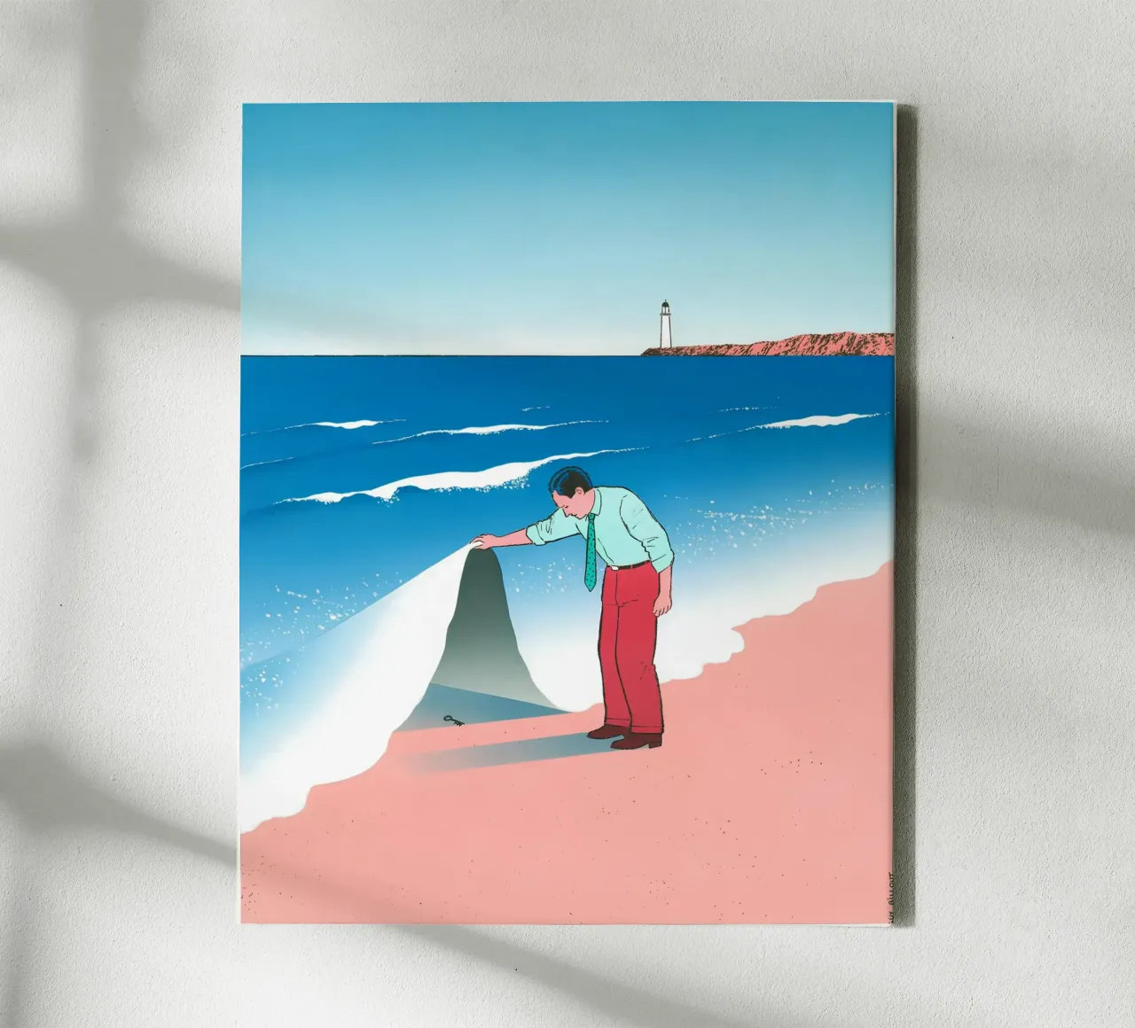 Beach Wave Hidden Secret, Surrealism, Pop Art canvas with Floater frame by NorwesClub