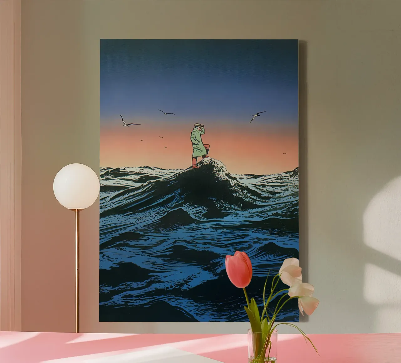Sailor on a Wave Art, Surrealism, Moody Art canvas with Floater frame by NorwesClub