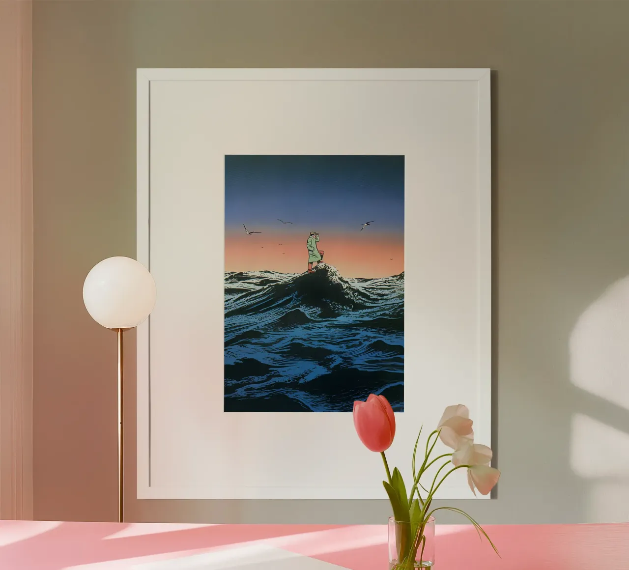 Sailor on a Wave Art, Surrealism, Moody Art poster by NorwesClub