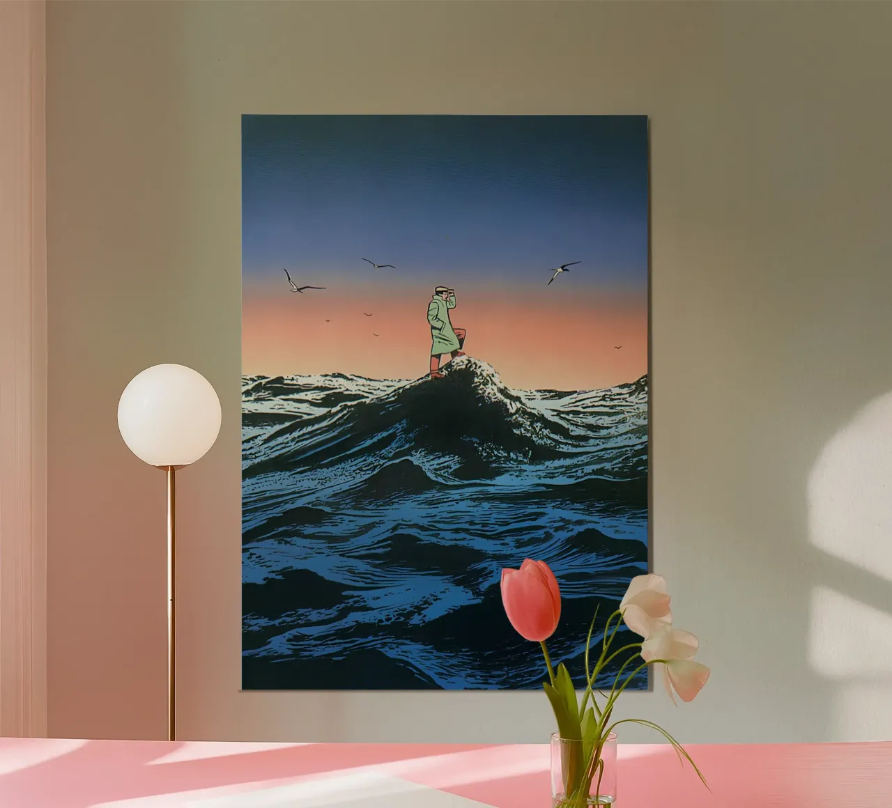 Sailor on a Wave Art, Surrealism, Moody Art poster by NorwesClub