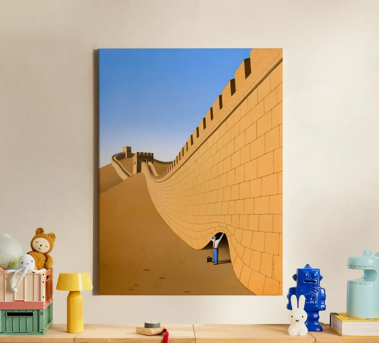 Great Wall of China Surrealist Art, Journey canvas with Floater frame by NorwesClub