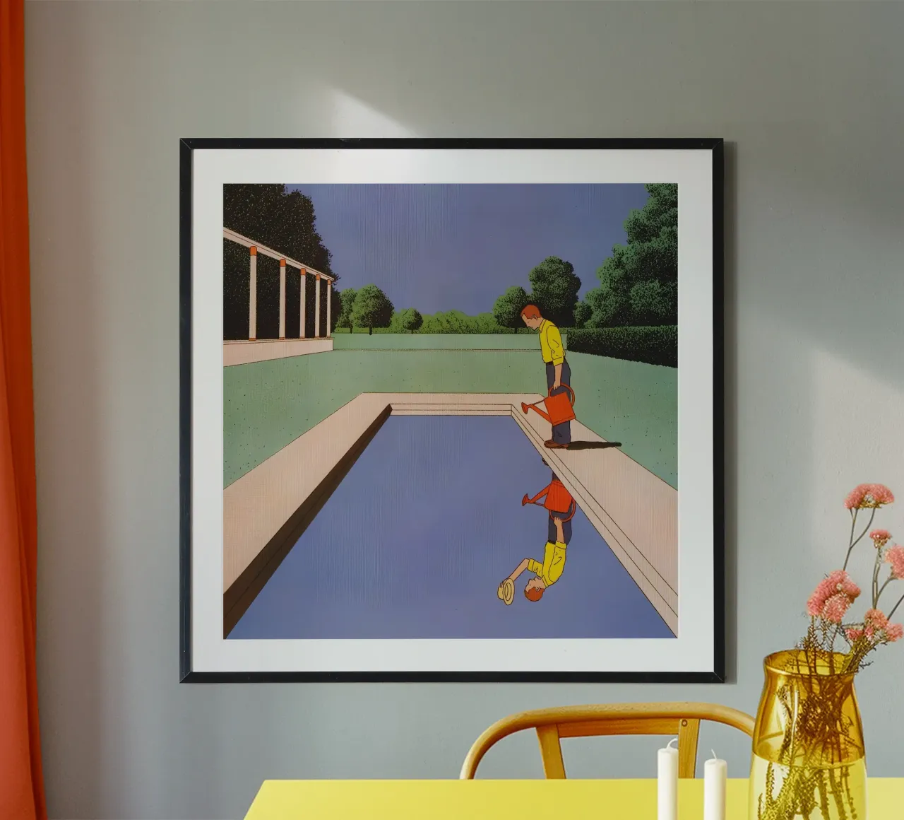 Man Watering a Pool Art, Surrealism, Pop Art poster by NorwesClub