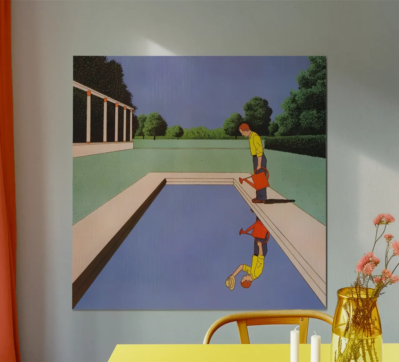 Man Watering a Pool Art, Surrealism, Pop Art poster by NorwesClub