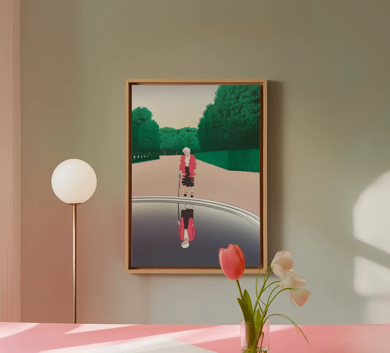 Reflection of a Woman, Pop Art, Symbolism canvas with Floater frame by NorwesClub
