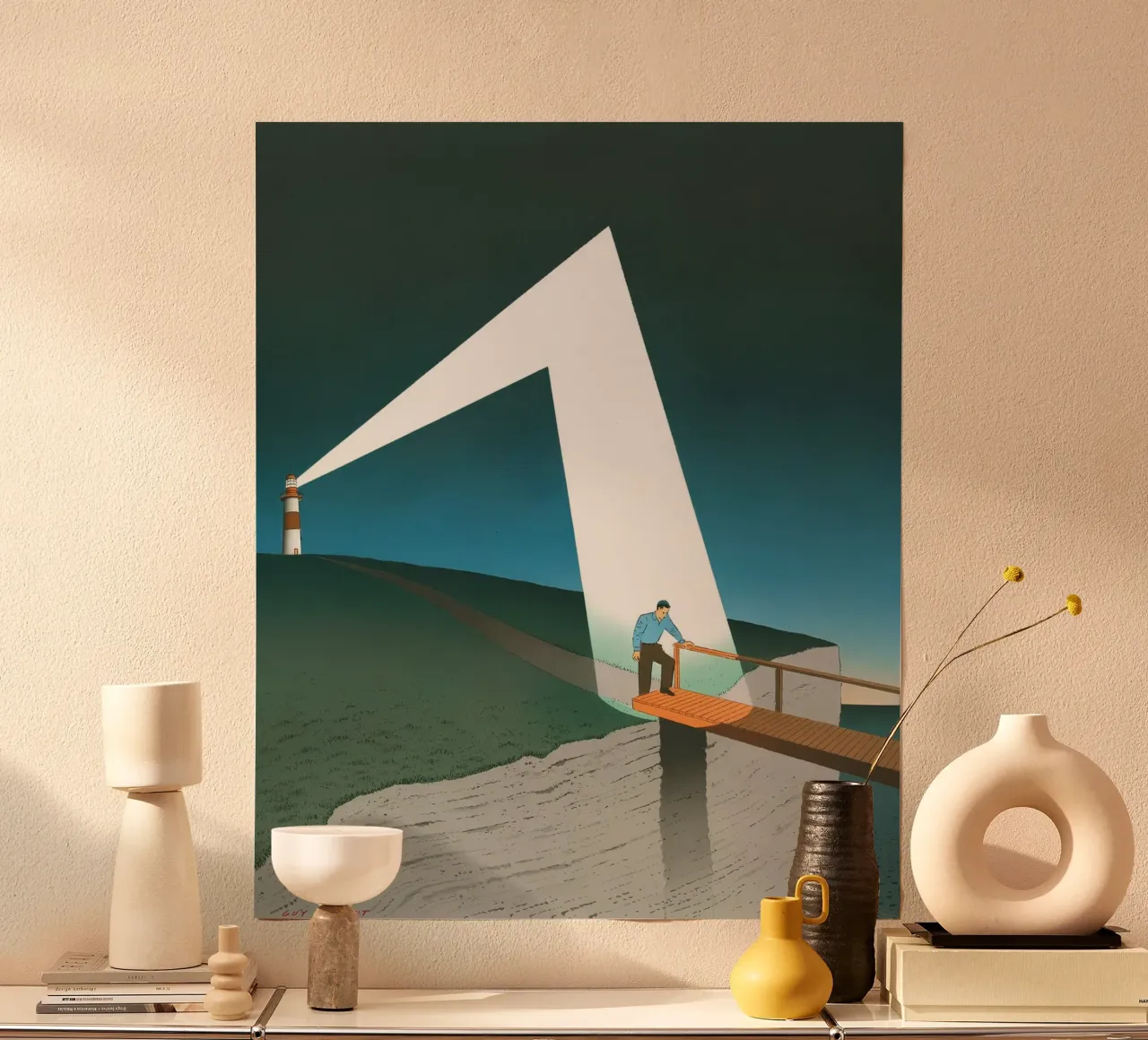 Leuchtturm Licht Brücke Kunst, Surrealismus, Hoffnung Poster von NorwesClub