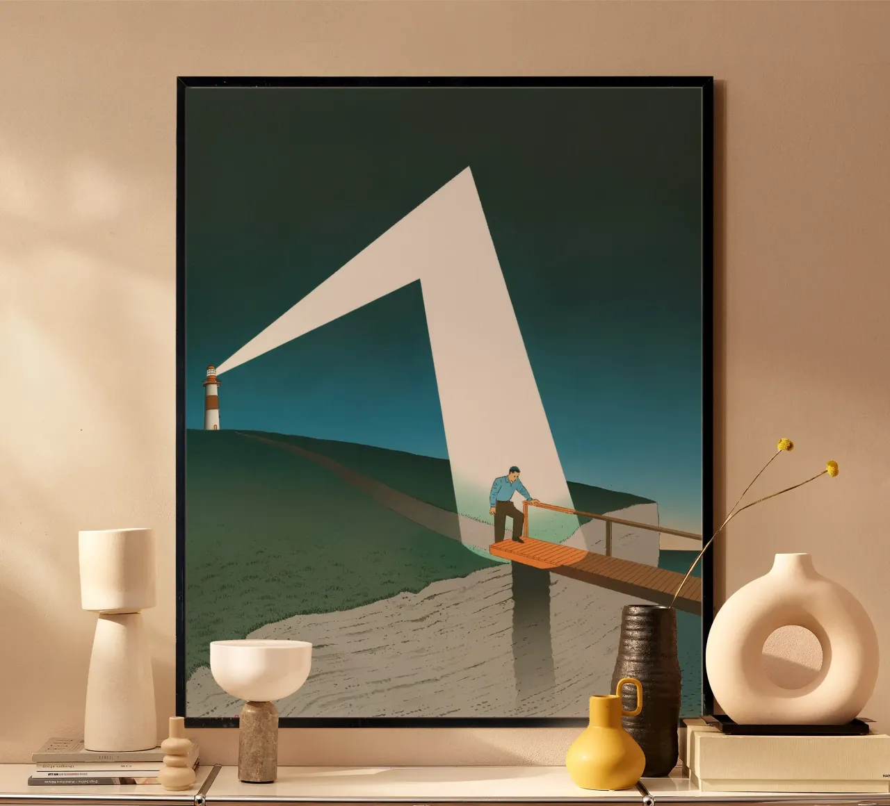 Leuchtturm Licht Brücke Kunst, Surrealismus, Hoffnung Poster von NorwesClub