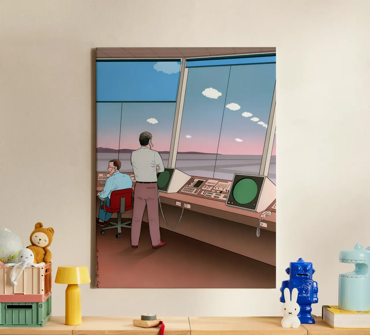 Air Traffic Control Art, Pop Art, Retro, Aviation canvas with Floater frame by NorwesClub