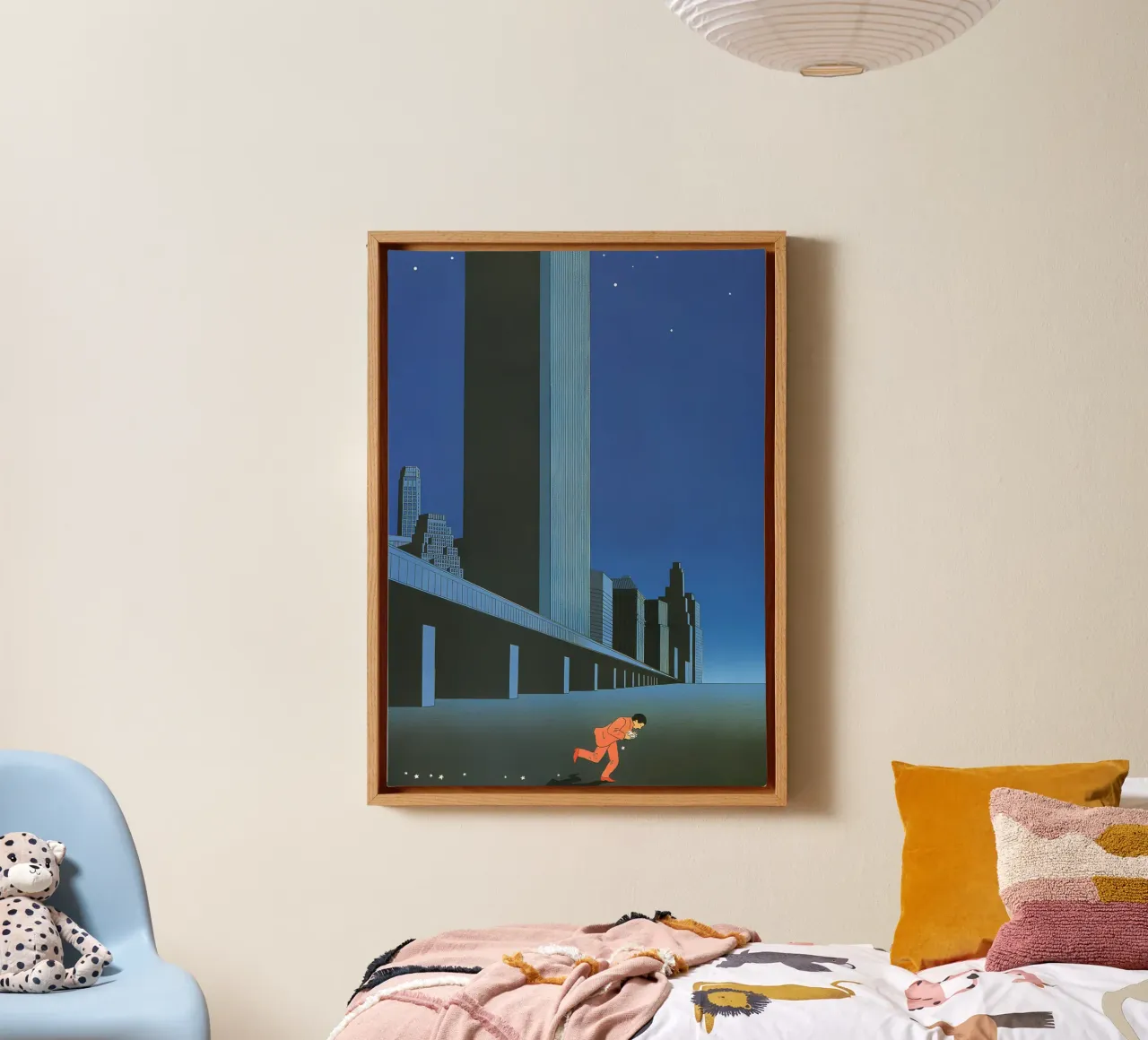 Man Picking Up Stars, Surrealism, NYC canvas with Floater frame by NorwesClub