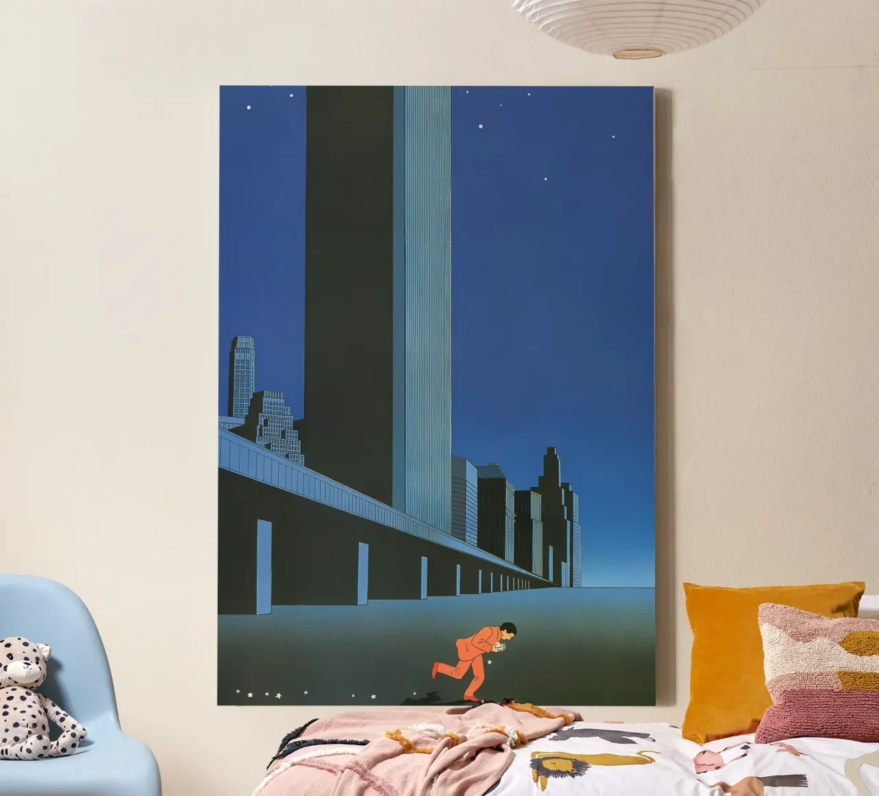 Man Picking Up Stars, Surrealism, NYC canvas with Floater frame by NorwesClub