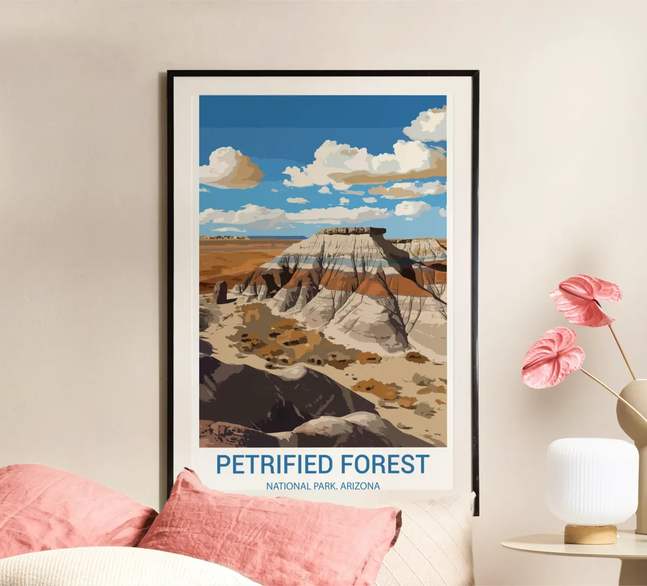 Parc national de la forêt pétrifiée, Arizona, États-Unis poster avec cadre en aluminium de Wanderlust Vibes
