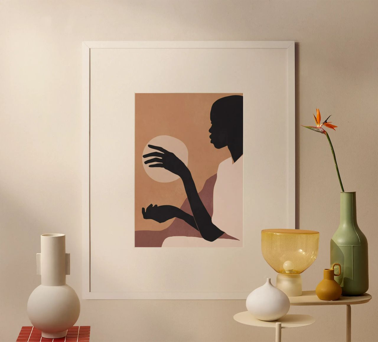 Minimal Abstract Art Sunset Girl poster by ThingDesign