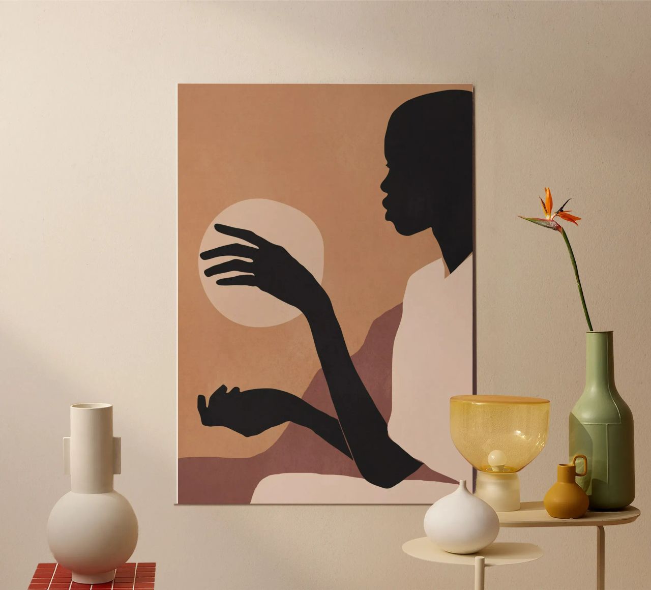 Minimal Abstract Art Sunset Girl poster by ThingDesign