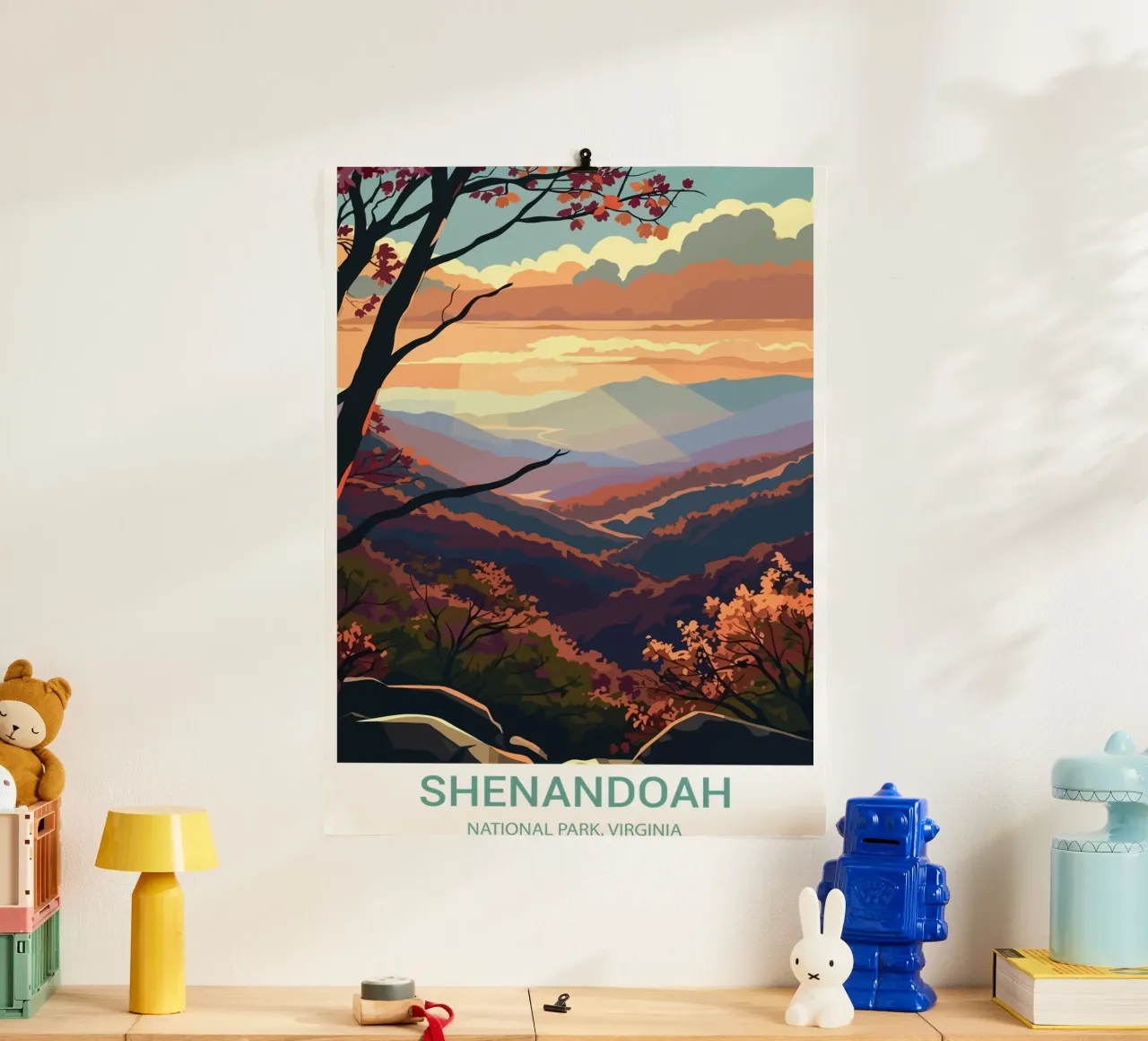 Parco nazionale di Shenandoah, Virginia, USA poster con telaio in legno da Wanderlust Vibes