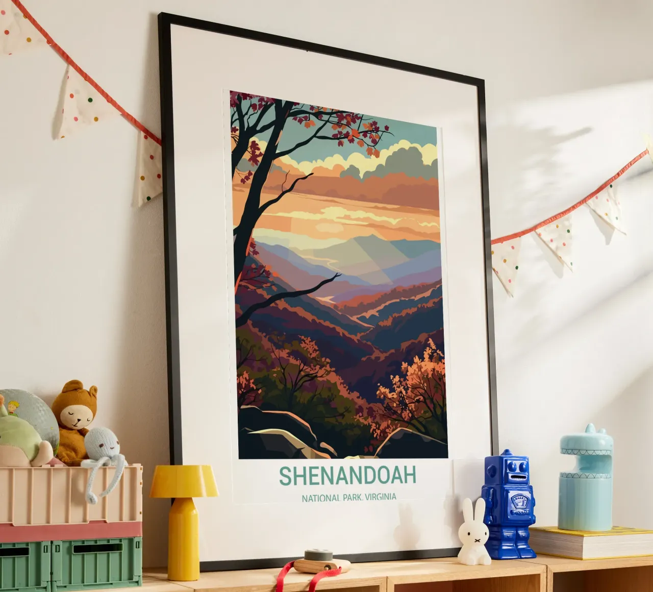 Parco nazionale di Shenandoah, Virginia, USA poster con telaio in legno da Wanderlust Vibes