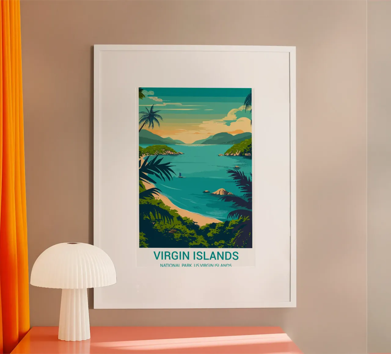 Parco Nazionale delle Isole Vergini, Isole Vergini Americane, USA poster con telaio in legno da Wanderlust Vibes