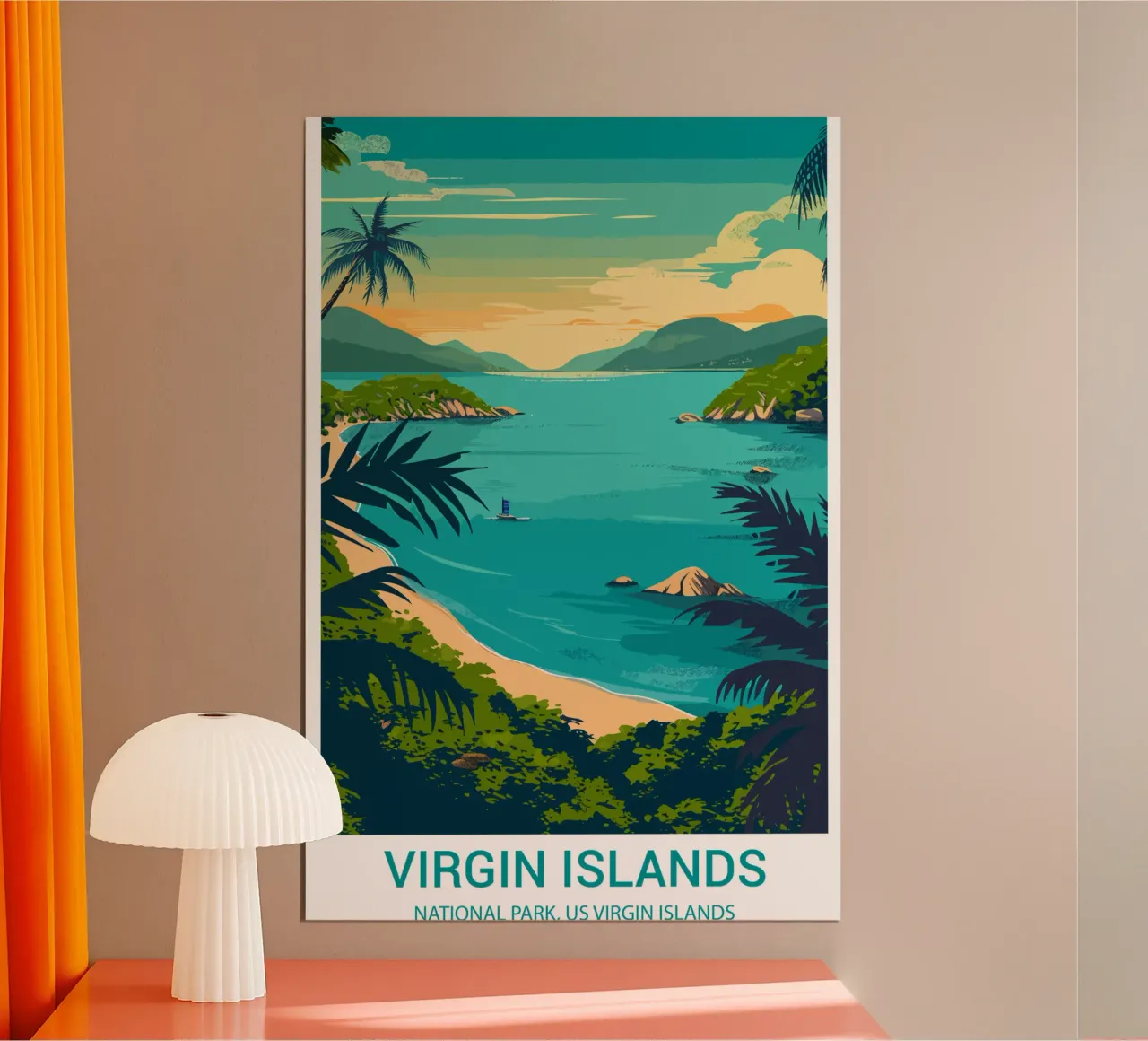 Parco Nazionale delle Isole Vergini, Isole Vergini Americane, USA poster con telaio in legno da Wanderlust Vibes