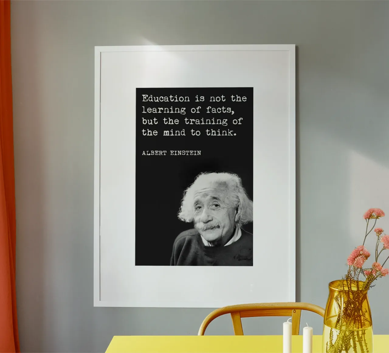 l'educazione non è l'apprendimento poster con telaio in plastica da art quots shop