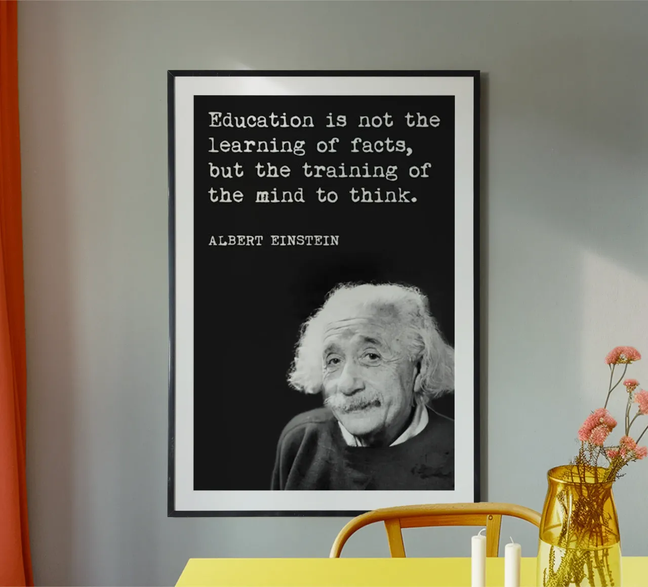 l'educazione non è l'apprendimento poster con telaio in plastica da art quots shop