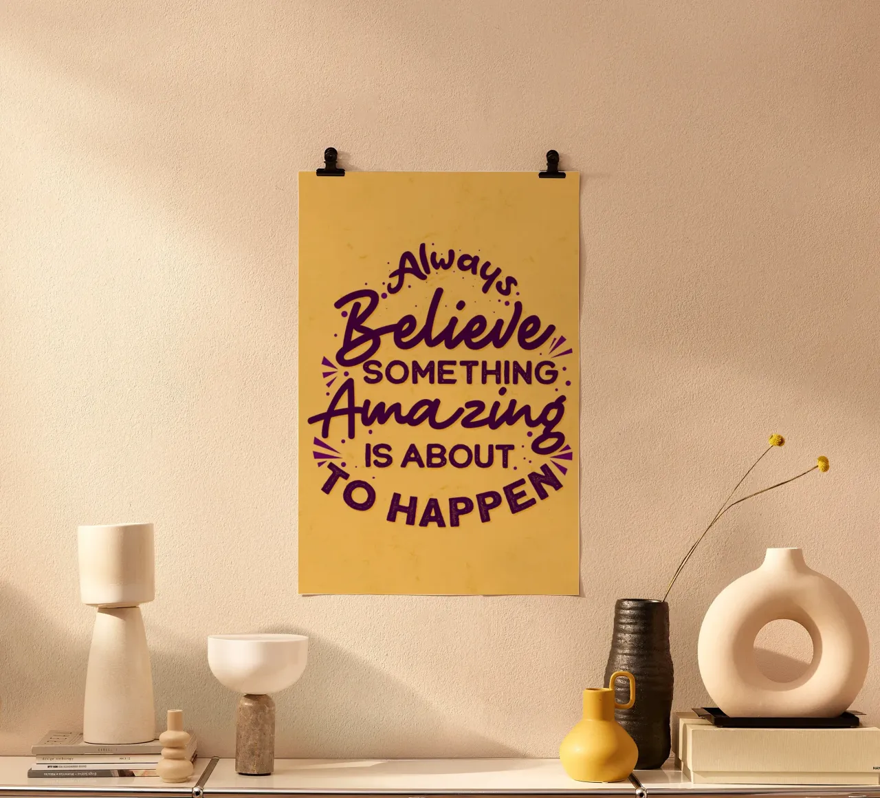 alwais creer algo asombroso poster con marco de madera de art quots shop