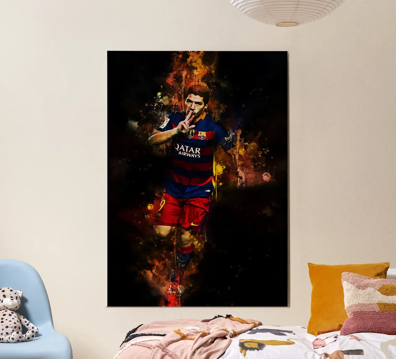Luis Suarez poster con telaio in plastica da MasterInkArt