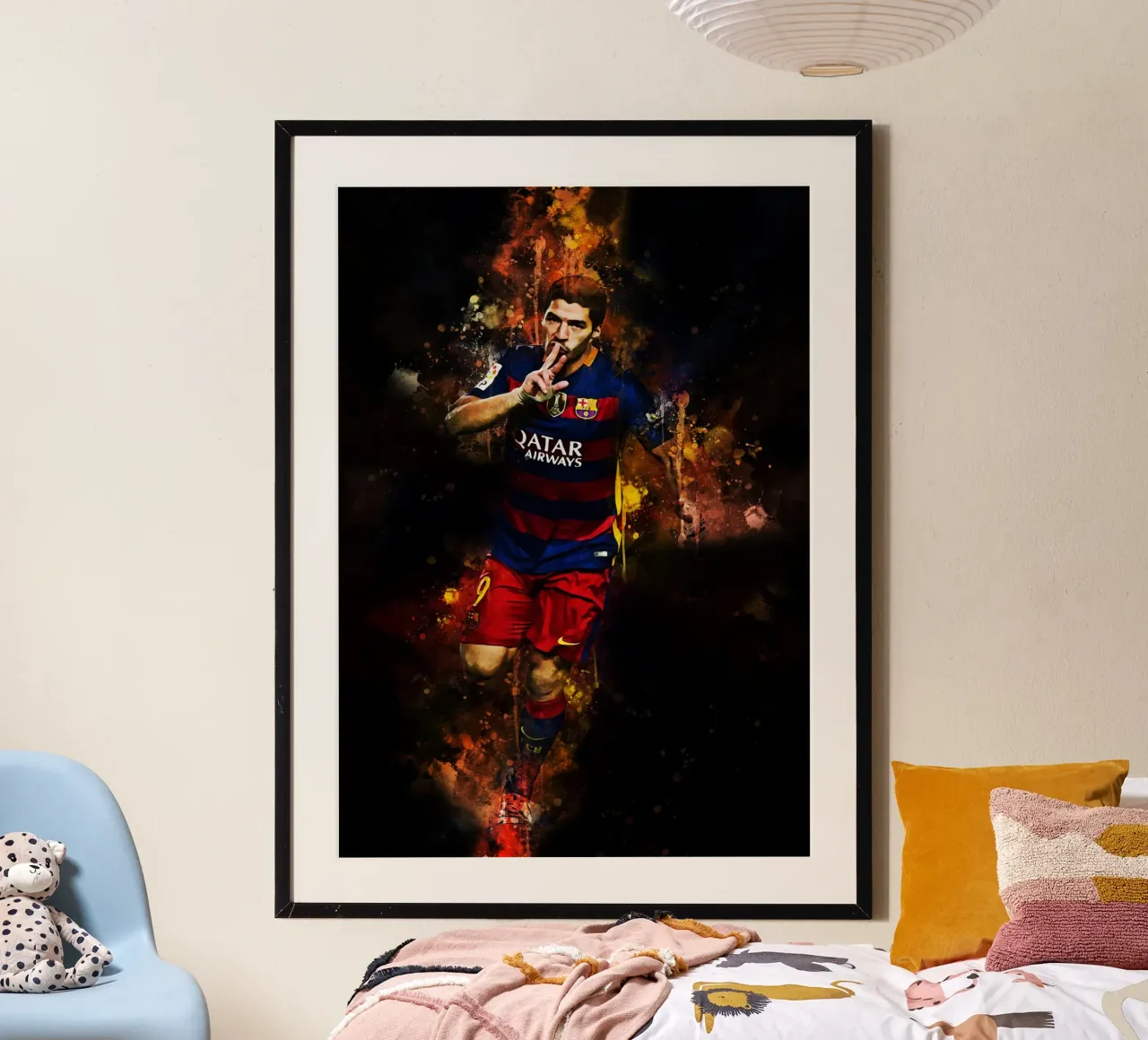Luis Suarez poster con telaio in plastica da MasterInkArt