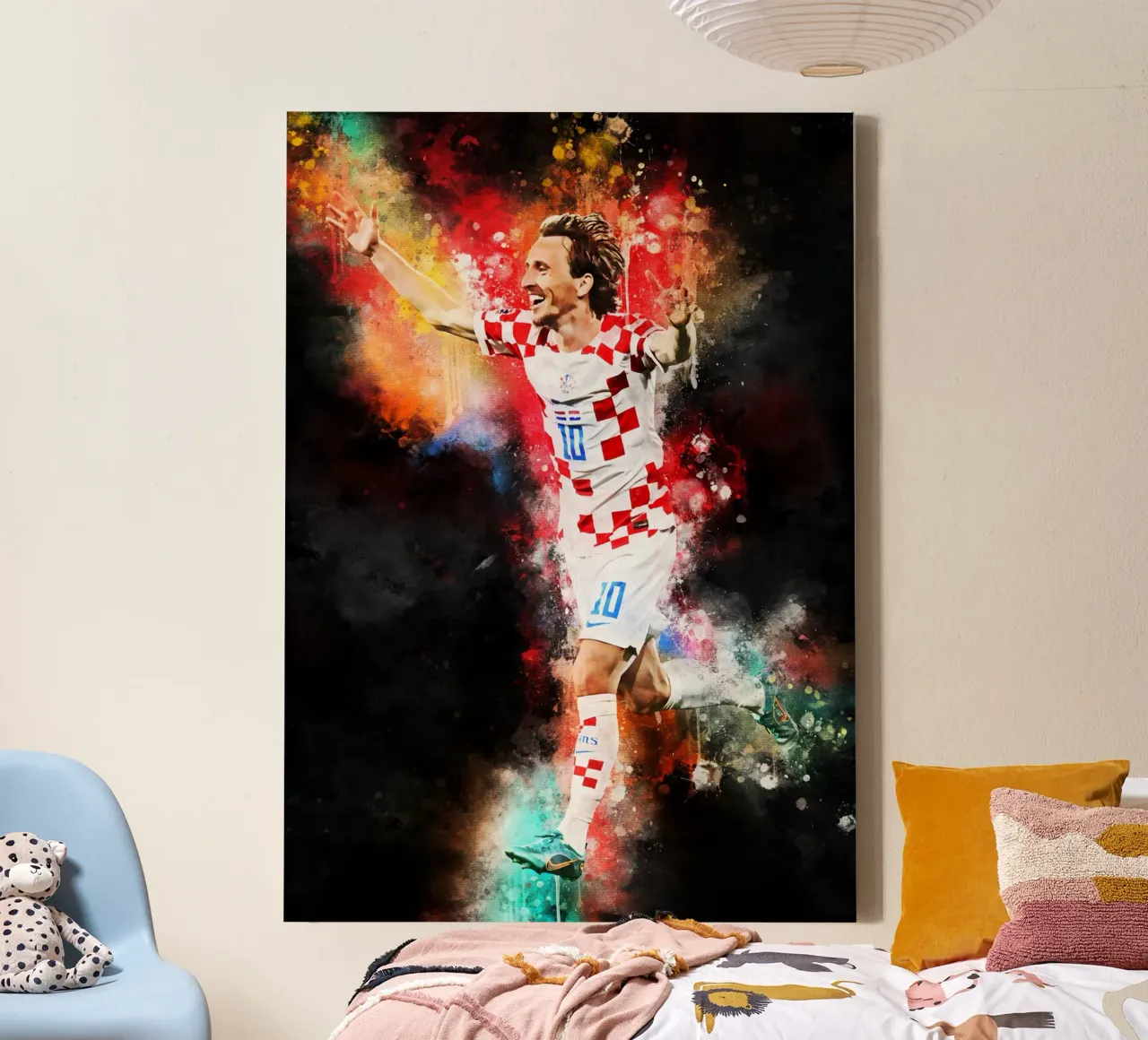 luka modrić croatia tela con Cornice a cassetta da MasterInkArt