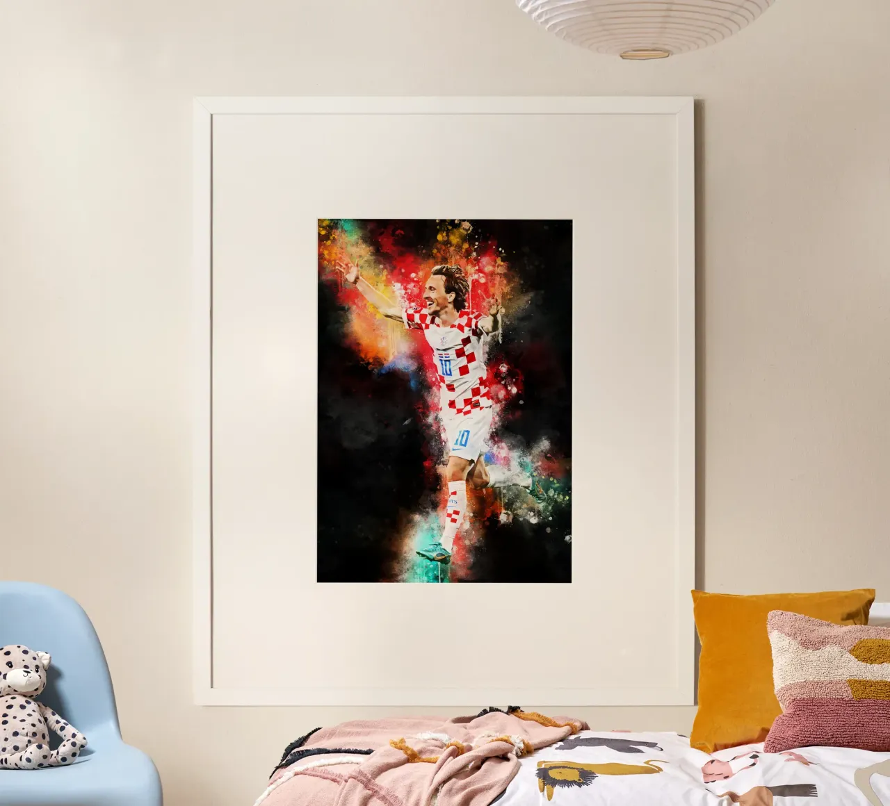 luka modrić croatia poster con telaio in legno da MasterInkArt