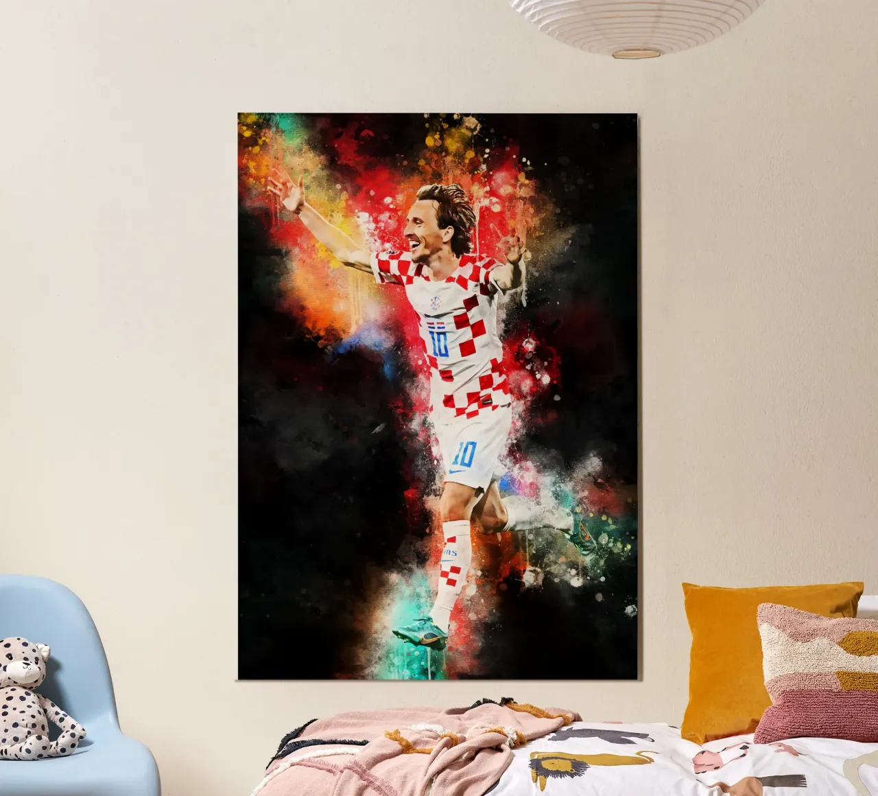 luka modrić croatia poster con telaio in legno da MasterInkArt