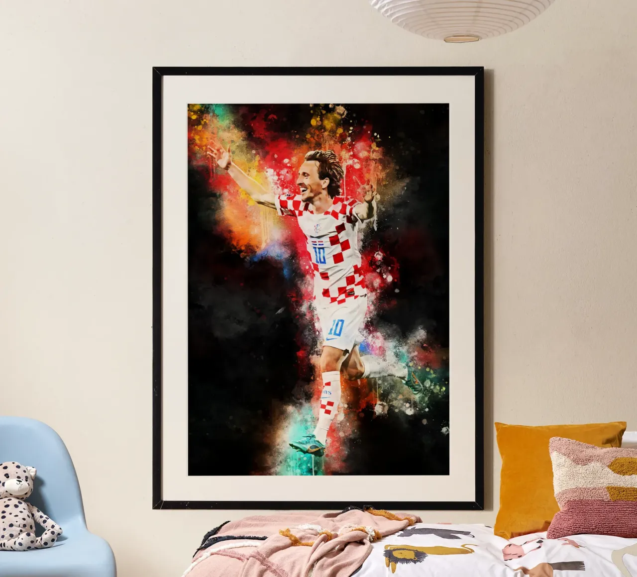 luka modrić croatia poster con telaio in legno da MasterInkArt