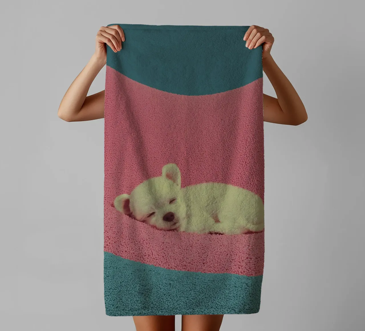 Rest break for puppies towel by Carinaprint
