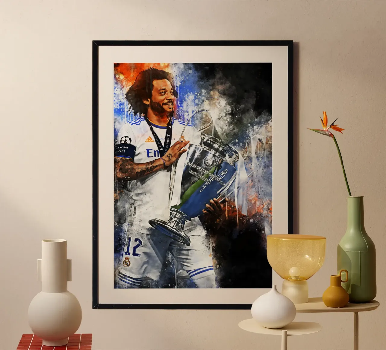 Marcelo Real Madrid poster con telaio in plastica da MasterInkArt