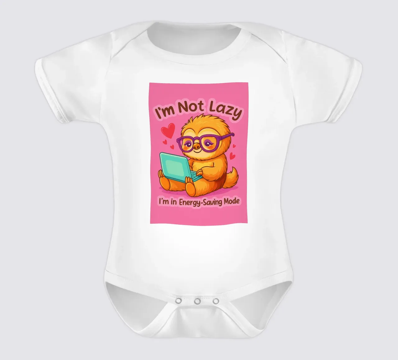 im not lazy sloth short-sleeve baby romper by paroongs