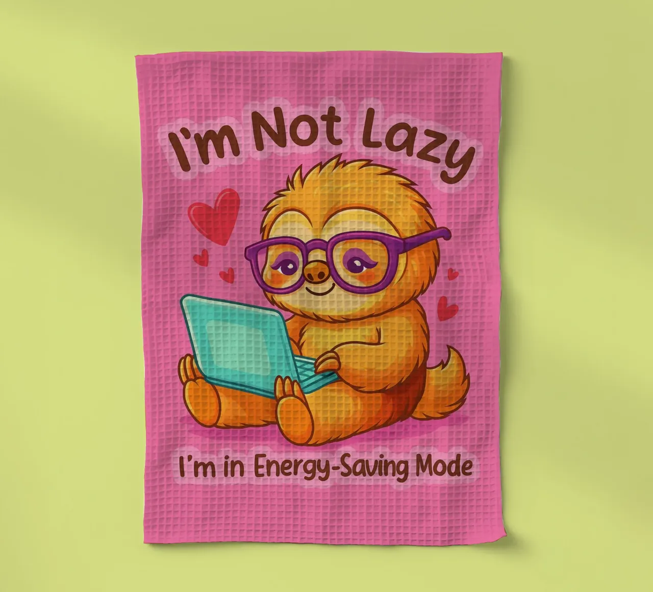 im not lazy sloth tea towel by paroongs