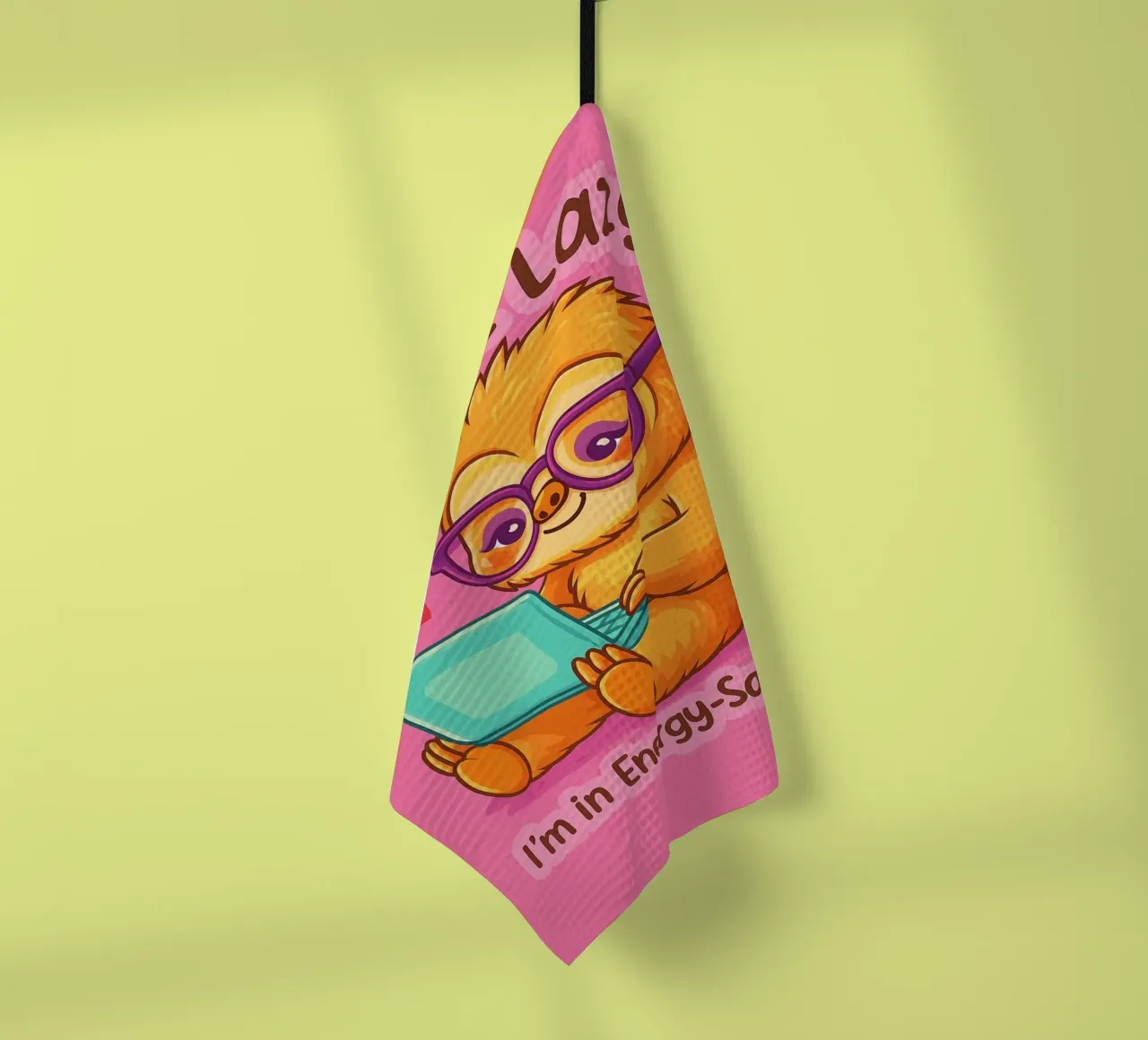 im not lazy sloth tea towel by paroongs