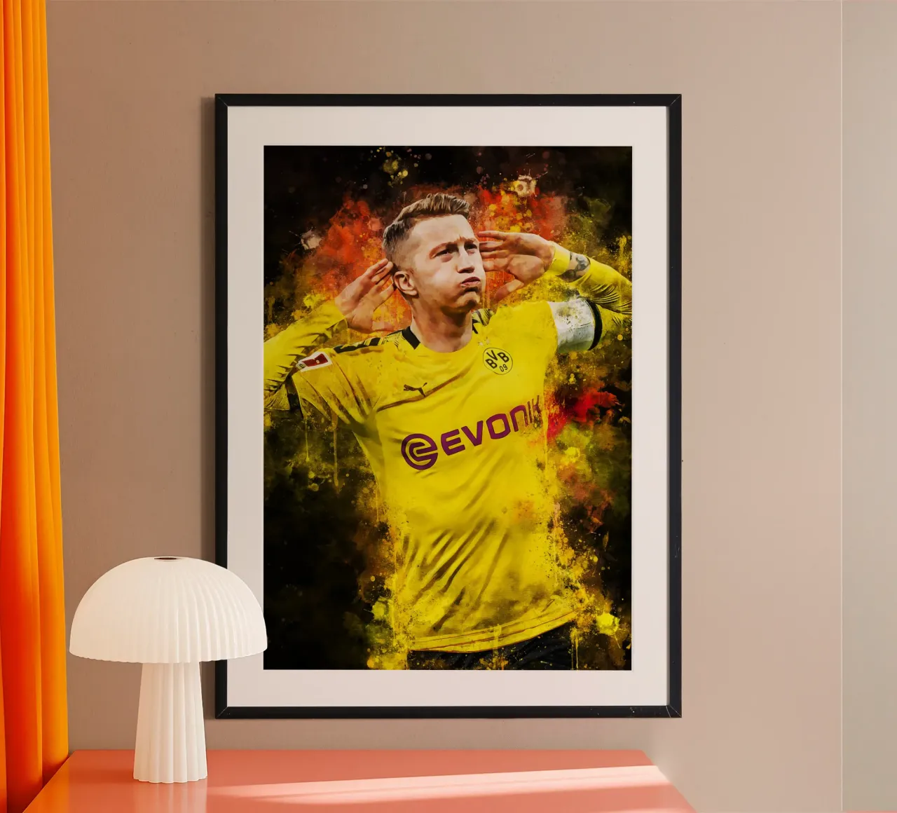 Marco Reus poster con telaio in alluminio da MasterInkArt