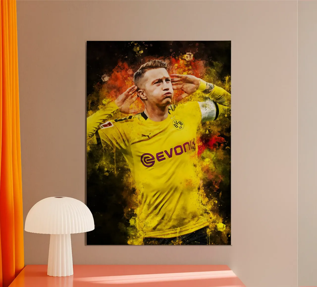 Marco Reus poster con telaio in alluminio da MasterInkArt