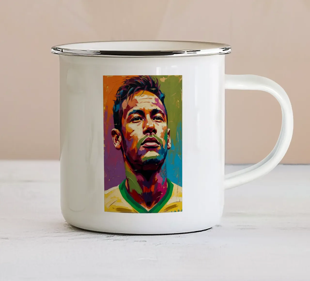 Neymar abstracte kleurrijke kunst emaille mok van Lembayung art